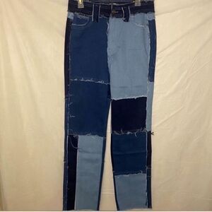 Fashion Nova Patchwork Straight Leg Jeans Size 11